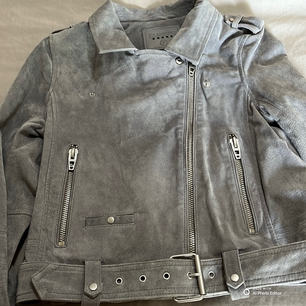 BLANK NYC Suede Moto Jacket Cloud Grey Size Small NWOT Genuine Leather Biker - Picture 7 of 12